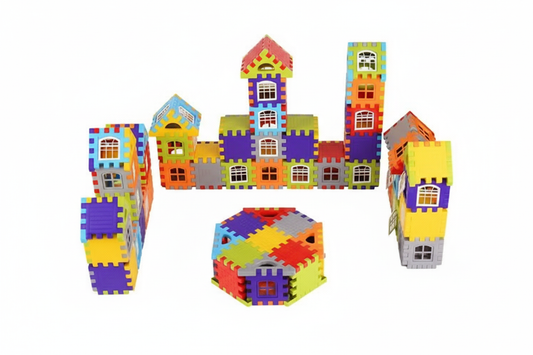 FUNSPOT Small Sized Happy Home Building Blocks with Smooth Rounded Edges, Toys for Children Educational & Learning Toy for Kids 70+ PCS