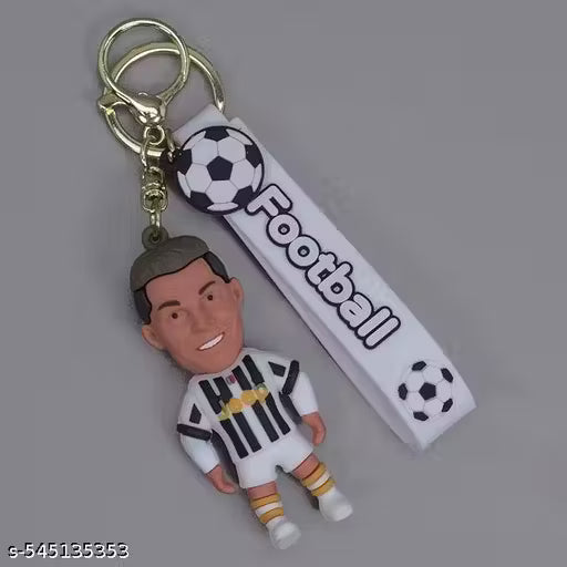 Ronaldo 3D Rubber Keychain with Long Strap – Vibrant Football Accessory for Soccer Fans, Kids & Collectors | Stylish Sports Key Ring