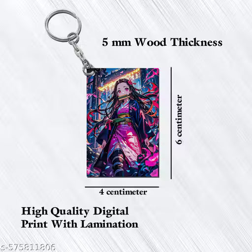 Stylish Anime Demon Slayer Printed Keychain ( Pack of 5)