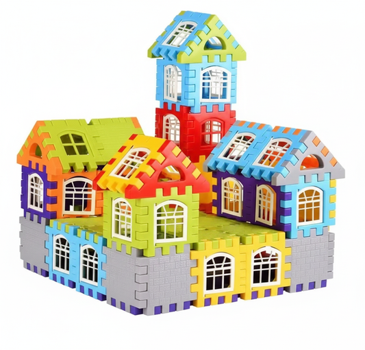 FUNSPOT Small Sized Happy Home Building Blocks with Smooth Rounded Edges, Toys for Children Educational & Learning Toy for Kids 70+ PCS