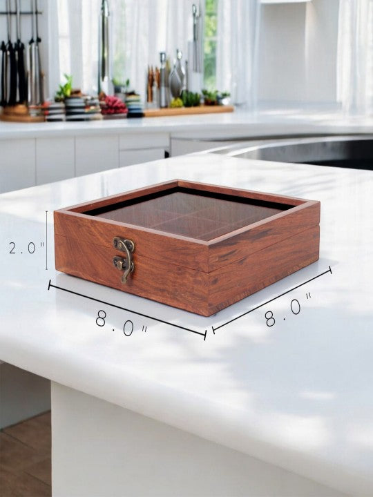 Brown Easy to Clean Wooden Spice Box