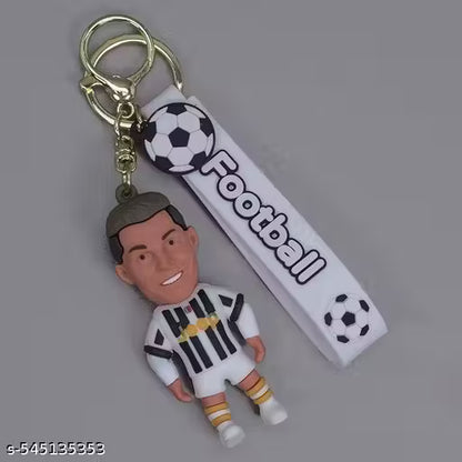 Ronaldo 3D Rubber Keychain with Long Strap – Vibrant Football Accessory for Soccer Fans, Kids & Collectors | Stylish Sports Key Ring