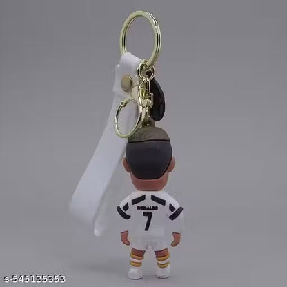 Ronaldo 3D Rubber Keychain with Long Strap – Vibrant Football Accessory for Soccer Fans, Kids & Collectors | Stylish Sports Key Ring