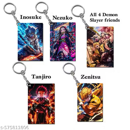 Stylish Anime Demon Slayer Printed Keychain ( Pack of 5)