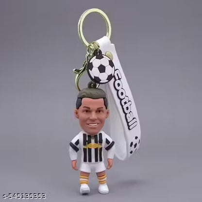 Ronaldo 3D Rubber Keychain with Long Strap – Vibrant Football Accessory for Soccer Fans, Kids & Collectors | Stylish Sports Key Ring