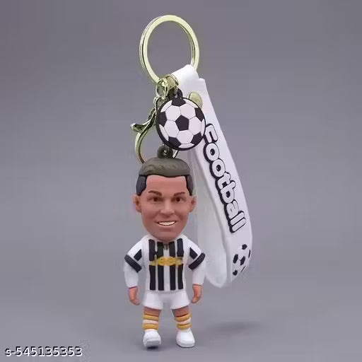 Ronaldo 3D Rubber Keychain with Long Strap – Vibrant Football Accessory for Soccer Fans, Kids & Collectors | Stylish Sports Key Ring