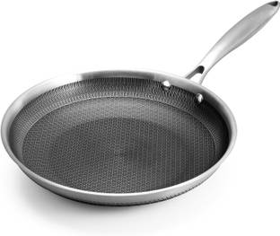 Harvic Stainless Steel Honeycomb Frying Pan Non-Stick Pan Fry Pan 24 cm diameter 2 L capacity  (Stainless Steel, Non-stick, Induction Bottom)