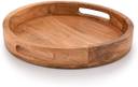 HANDYYTWWISST Wooden Round Tray for Serving, Wooden Tray for Kitchen Organizer Tray