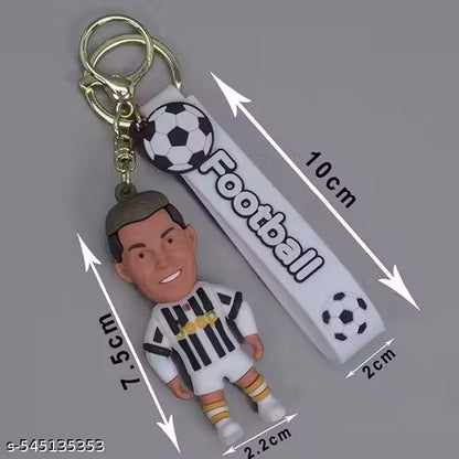 Ronaldo 3D Rubber Keychain with Long Strap – Vibrant Football Accessory for Soccer Fans, Kids & Collectors | Stylish Sports Key Ring